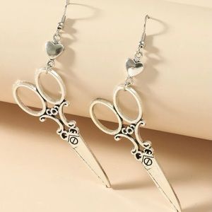 Silver Scissor Earrings! New, never worn!